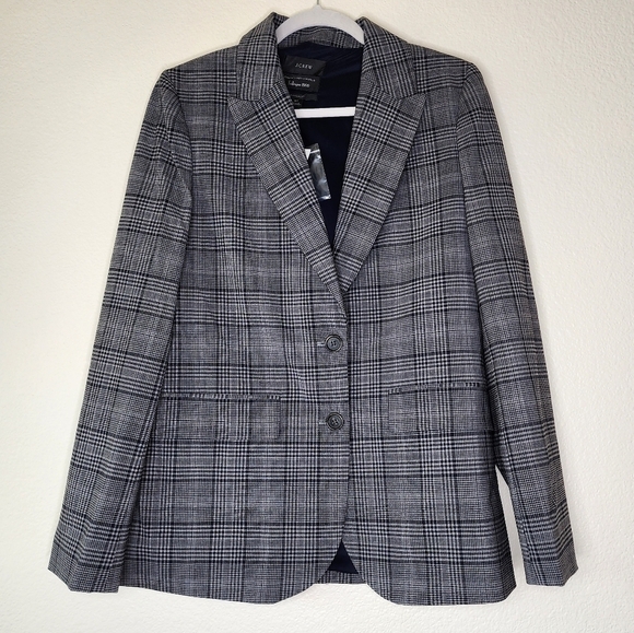 J Crew Plaid Sommerset Italian Wool Stretch Blazer Jacket 8T NWT - Picture 1 of 7